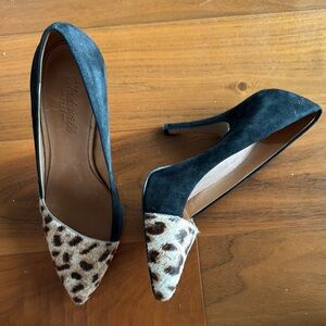Madewell Black and Leopard Print Heels
